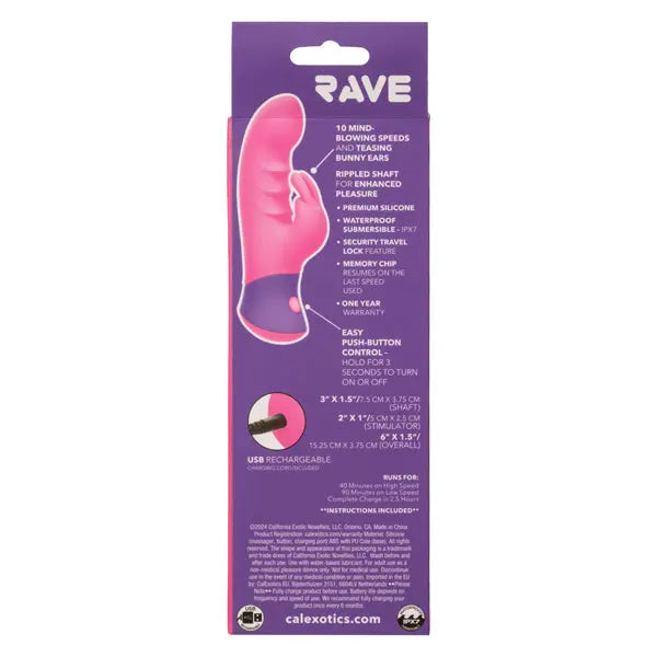 Rave Bunny - Pink – body-safe silicone fully waterproof | Fu'Cha Exotics