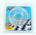 Large clear inflatable tire ring pool float with printed speedometer design