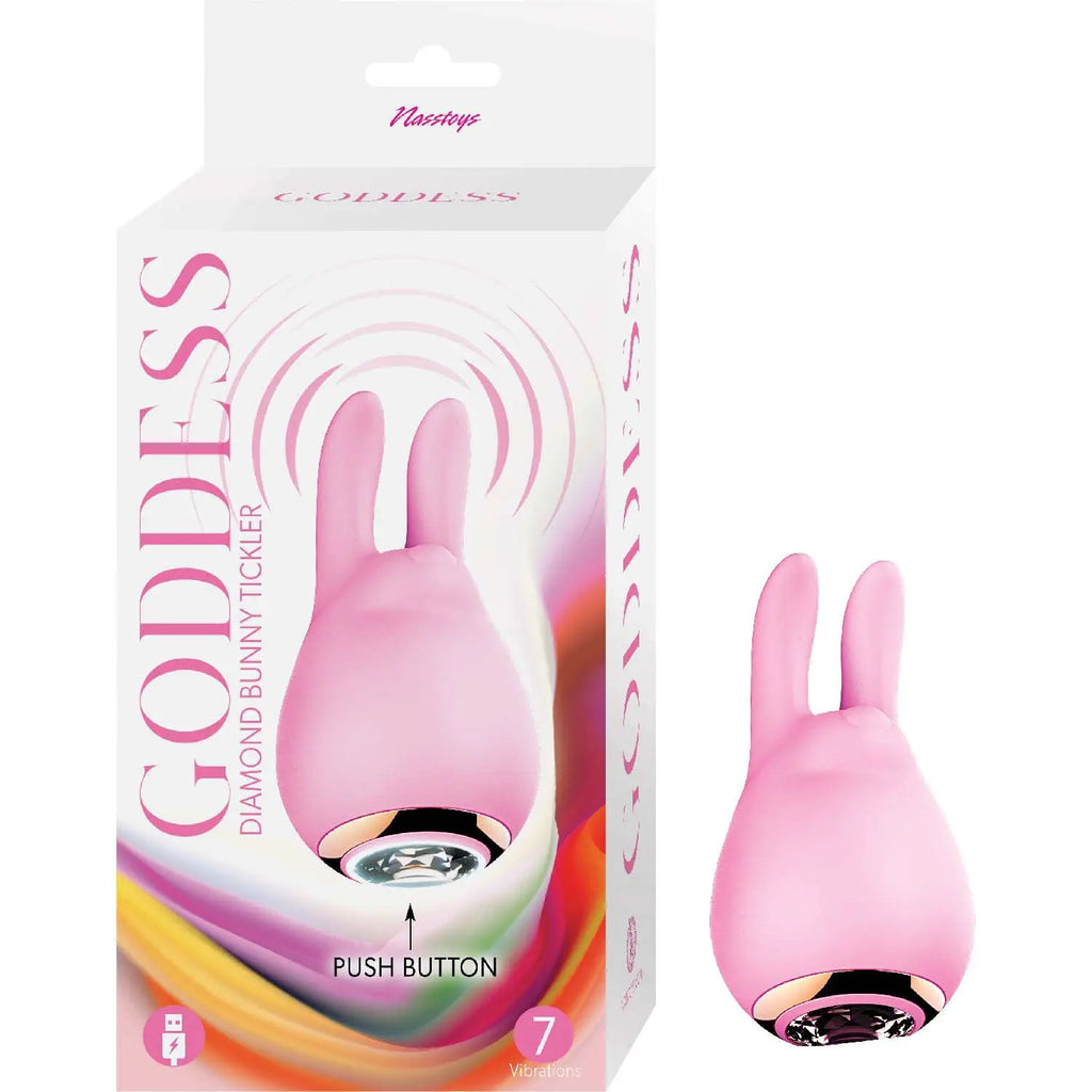 Goddess Diamond Bunny Tickler - Pink – body-safe materials | Fu'Cha Exotics
