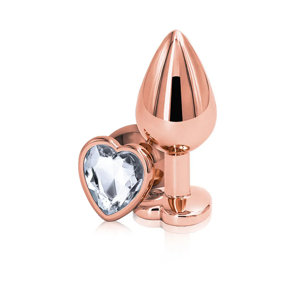 Rear Assets - Rose Gold Heart - Medium - Clear – body-safe materials | Fu'Cha Exotics