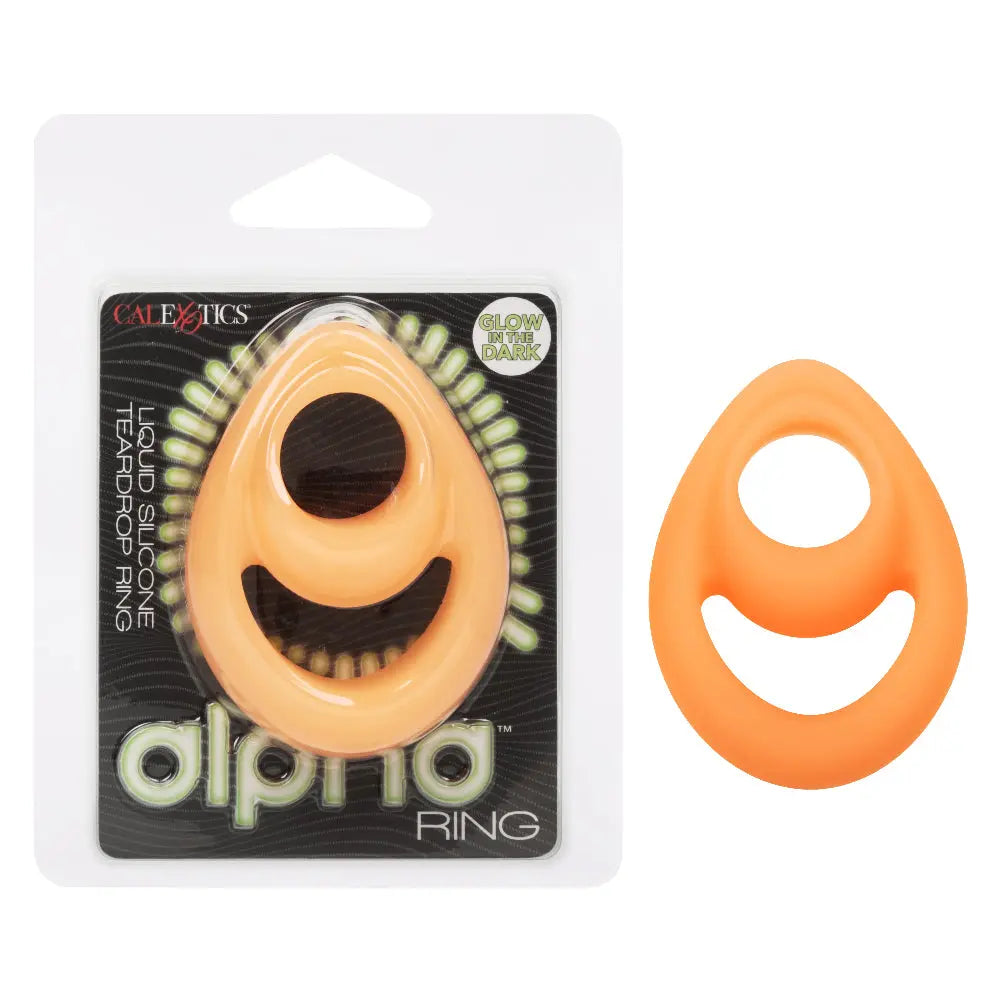 Alpha Glow-in-the-Dark Liquid Silicone Teardrop Ring - Orange – body-safe silicone fully waterproof | Fu'Cha Exotics