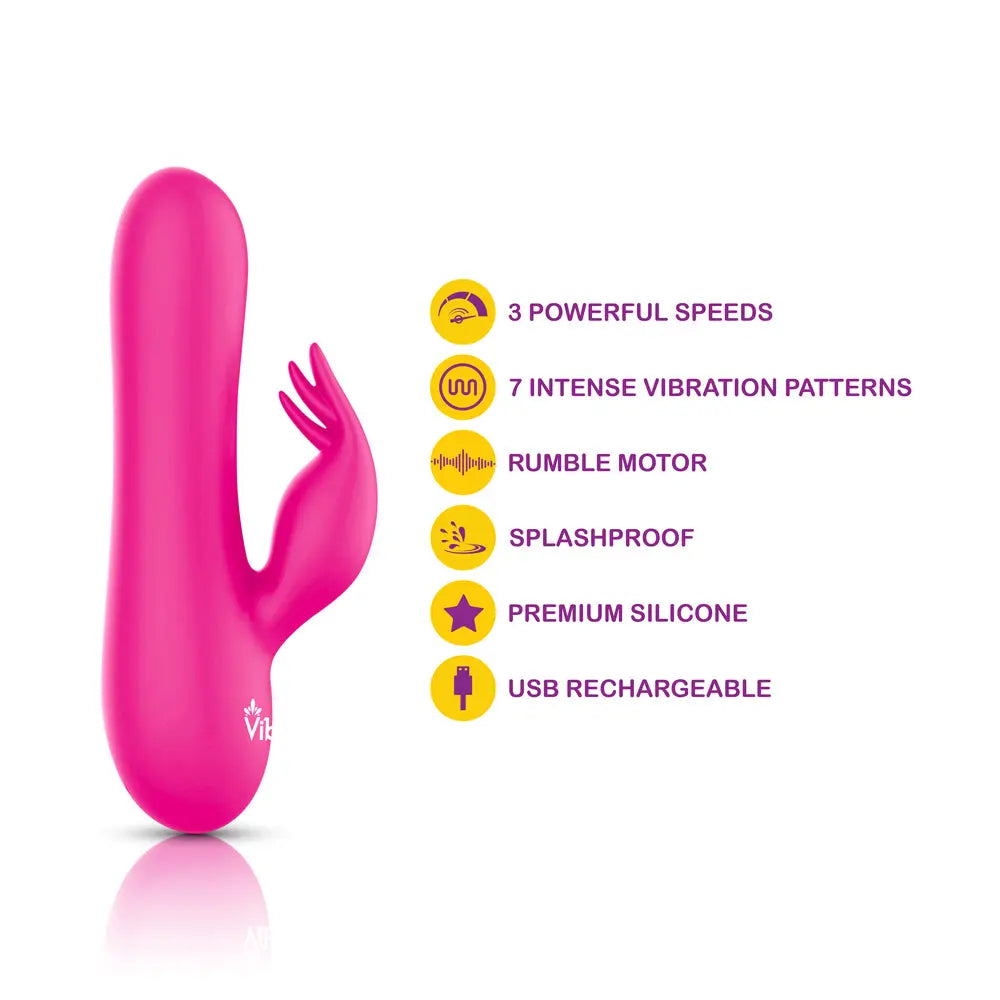 Freyja Mini Triple Ticklers Rabbit Vibe - Hot Pink – body-safe materials | Fu'Cha Exotics