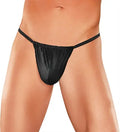 Black posing strap with thin waistband and front pouch