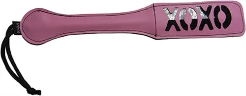 Pink paddle brush with XOXO print and padded handle
