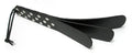 Triple leather slapper with three curved black straps and perforated holes edge