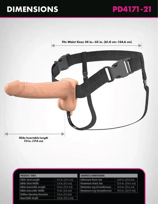Fantasy X-Tensions Elite 7" Vibrating Hollow Silicone Strap-on - Light – body-safe materials | Fu'Cha Exotics