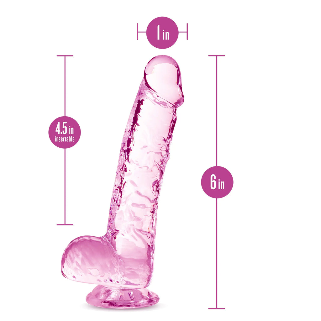 Naturally Yours - 6 Inch Crystalline Dildo - Rose – body-safe materials | Fu'Cha Exotics