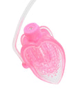 Pink vibrating mini pussy pump with transparent suction chamber and tubing