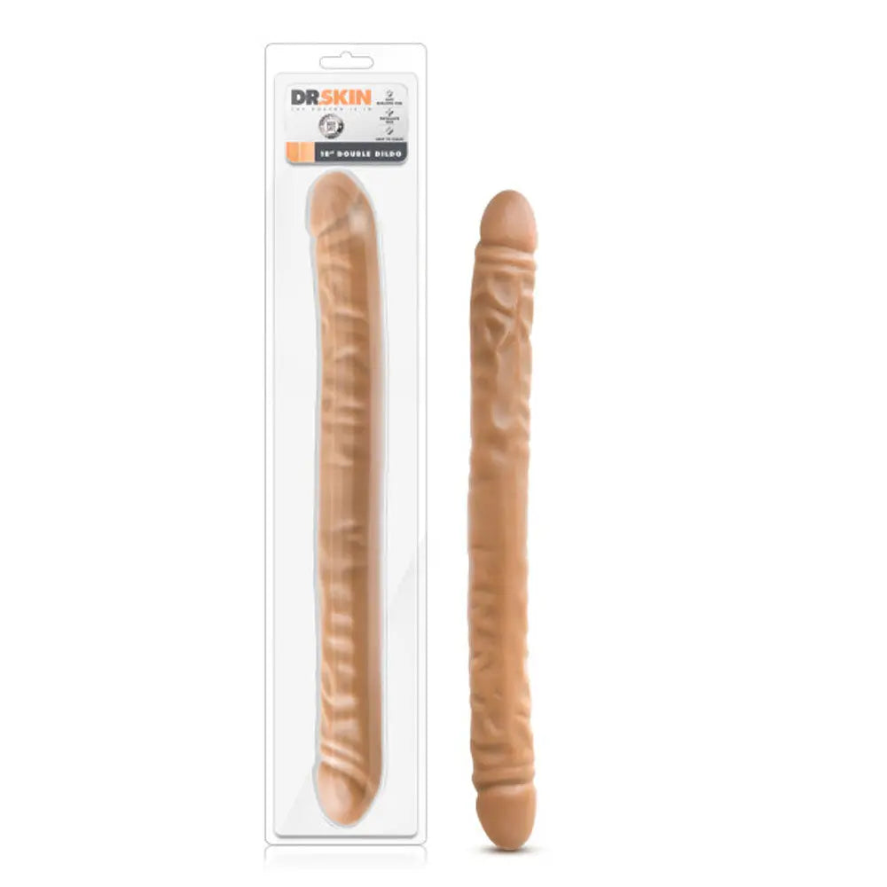 Dr. Skin - 18 Inch Double Dildo - Mocha – body-safe materials | Fu'Cha Exotics