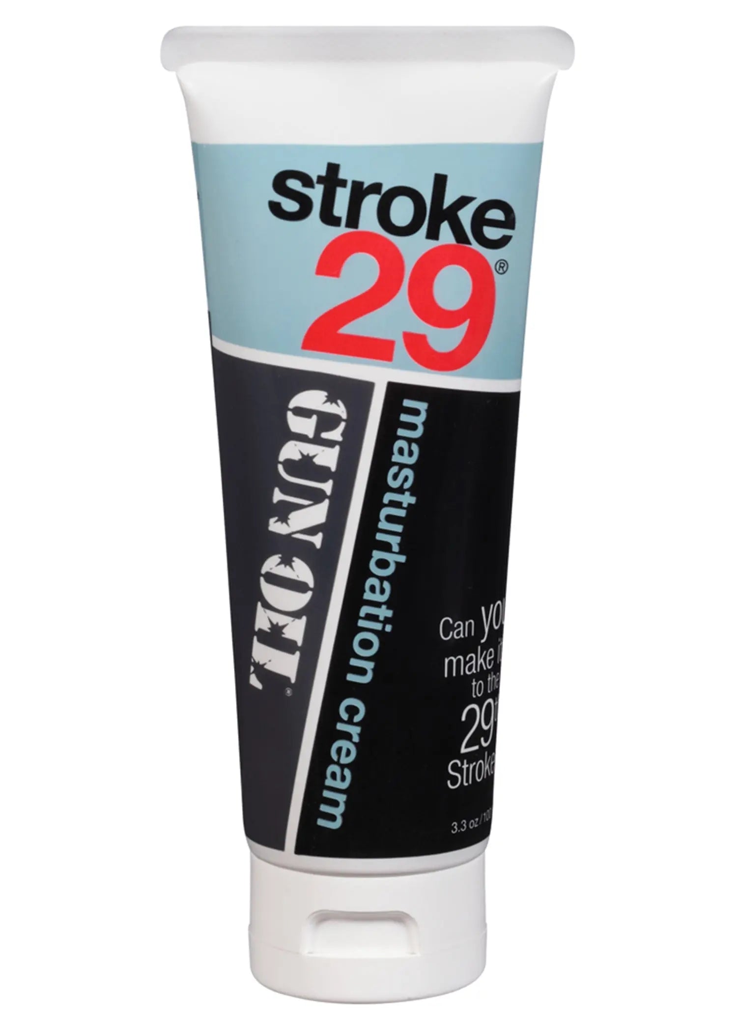 Stroke 29 3.3 oz cream tube, blue and black label, white cap