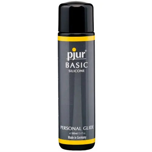 pjur BASIC silicone personal glide bottle, 100ml, black cap with yellow label band