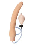Flesh-colored inflatable dong with hose and black base