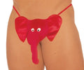Red heart-shaped g-string with dangling front and two white eye buttons
