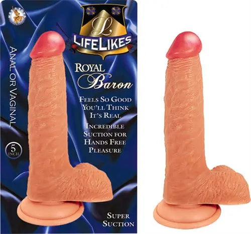 Lifelike flesh-toned dildo with suction base, 5-inch