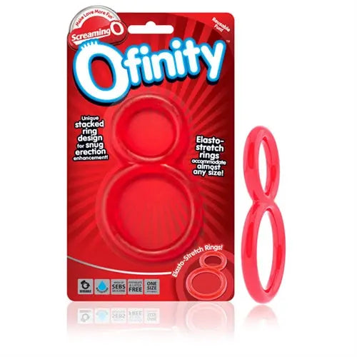 Ofinity double ring set, red elastic infinity rings