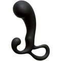 Black curved massage device with rounded handle and small control ball
