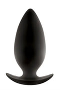 Large anal plug, dark matte finish with curved base and tapered tip