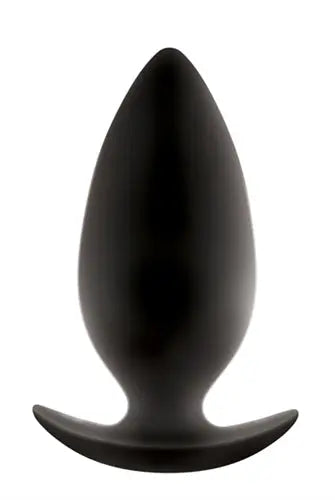 Large anal plug, dark matte finish with curved base and tapered tip