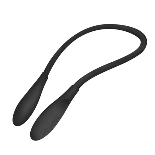 Black flexible cord with two curved loops