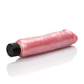 Pink waterproof vibrating wand with black ribbed end, cylindrical 6.5-inch size