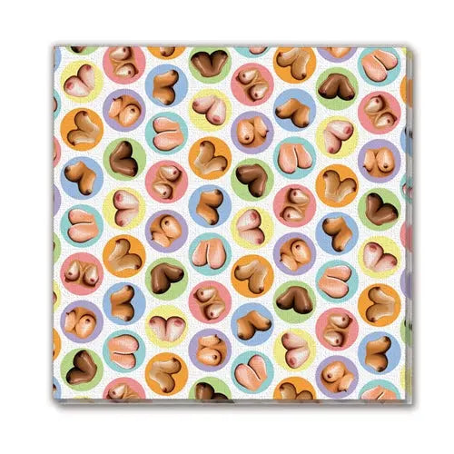 Mini breast-shaped cartoon napkins, 8-pack, colorful pattern