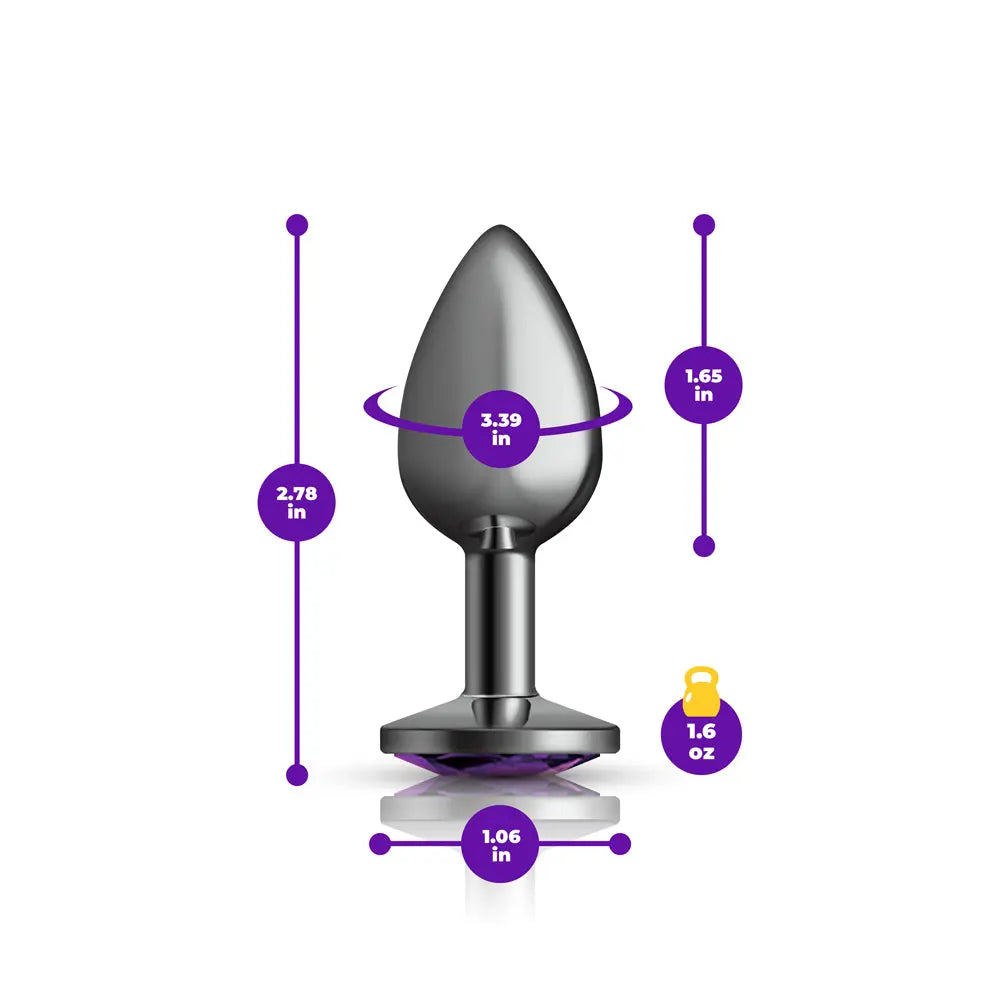 Purple Round Gem Gunmetal Metal Plug - Sm – body-safe materials | Fu'Cha Exotics
