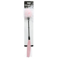 Pink feather tickle whip with black handle and wand