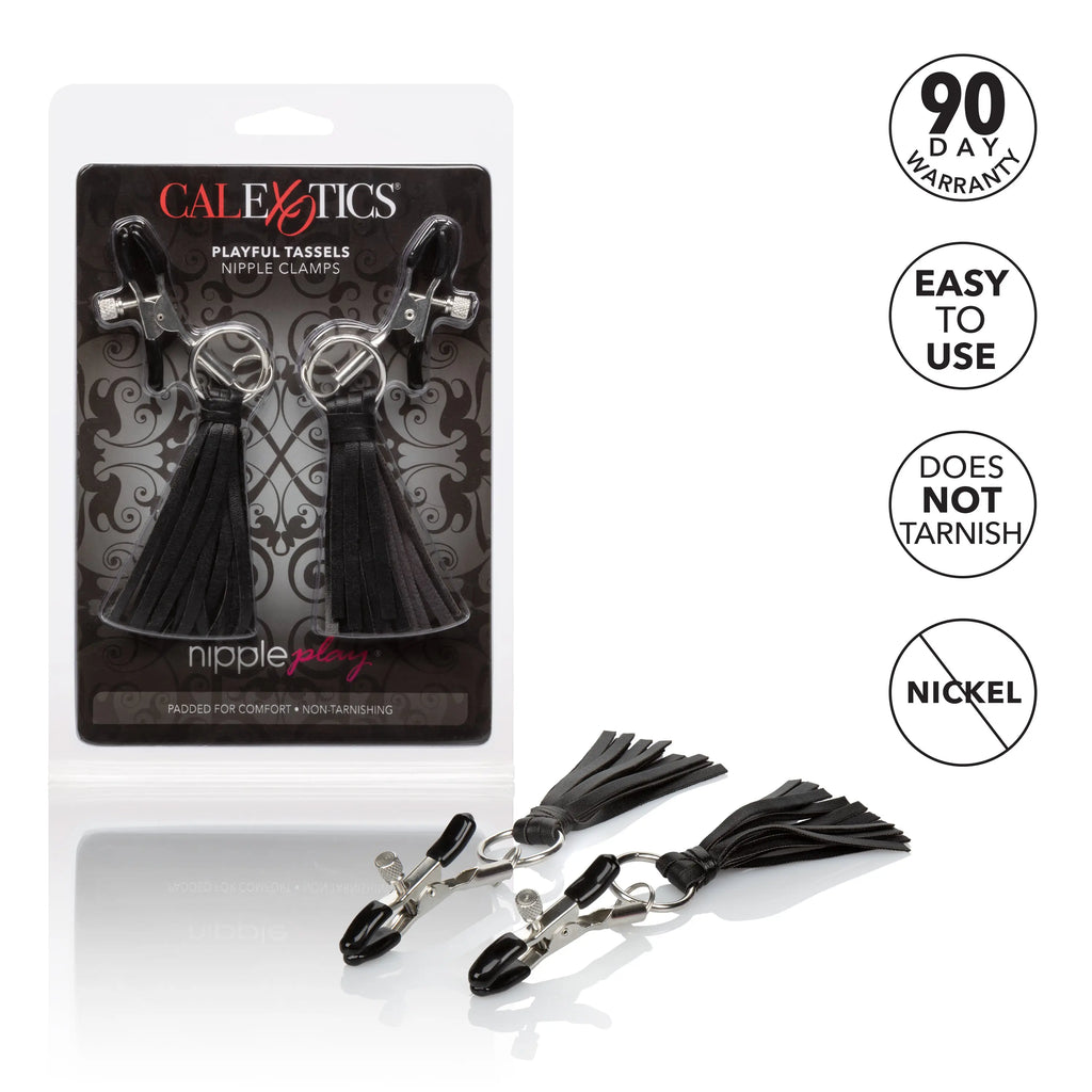 Nipple Play Playful Tassels Nipple Clamps - Black – body-safe materials | Fu'Cha Exotics