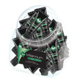 Boxed set of black cosmetic tubes with green logo, 12 ml size