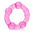 Pink translucent resin bead ring with round segmented beads
