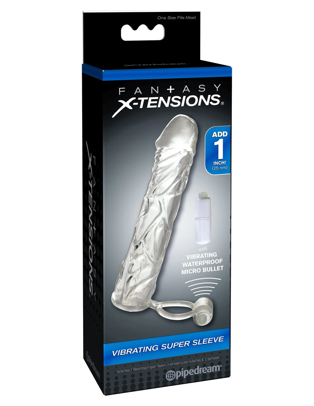 Fantasy X-Tensions Vibrating Super Sleeve - Clear – body-safe materials | Fu'Cha Exotics