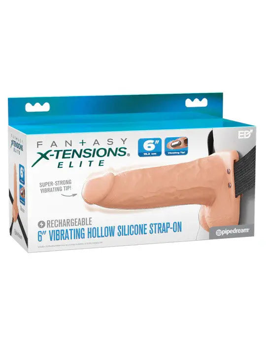 Fantasy X-Tensions Elite 6" Vibrating Hollow Silicone Strap-on - Light – body-safe materials | Fu'Cha Exotics