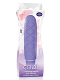 Periwinkle mini silicone vibrator with ridged diamond pattern