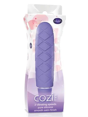 Periwinkle mini silicone vibrator with ridged diamond pattern