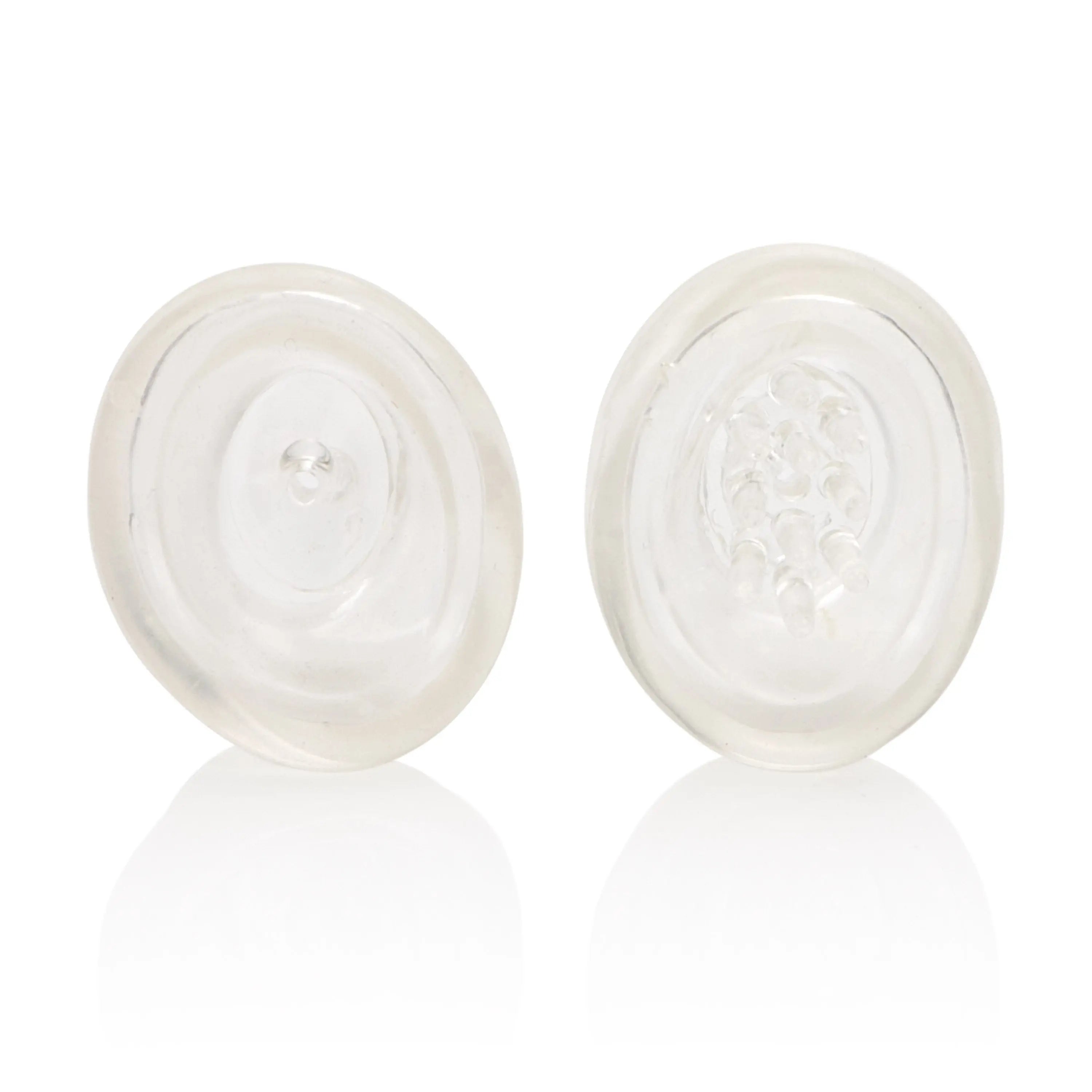 Set of two translucent suction cups with center valve detail