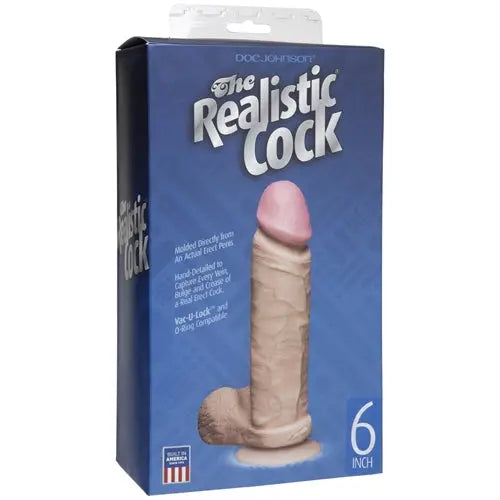 Doc Johnson 6-inch realistic penis sex toy in retail box, white