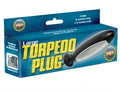 Large torpedo plug sex toy with black body and silver tip