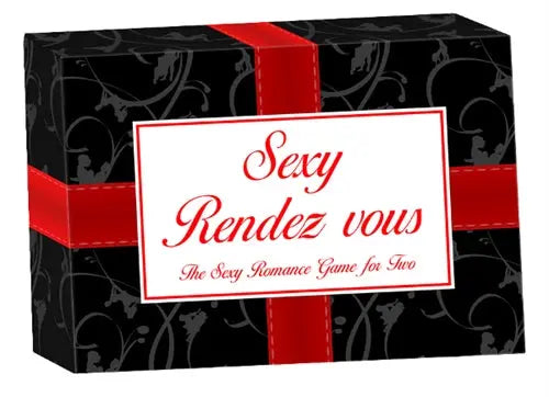 Sexy Rendez vous board game box, black with red accents and logo text