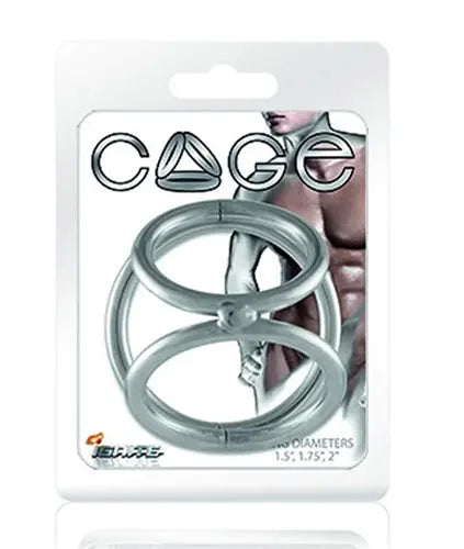 Chrome metal cage device with two stacked rings and cross bar
