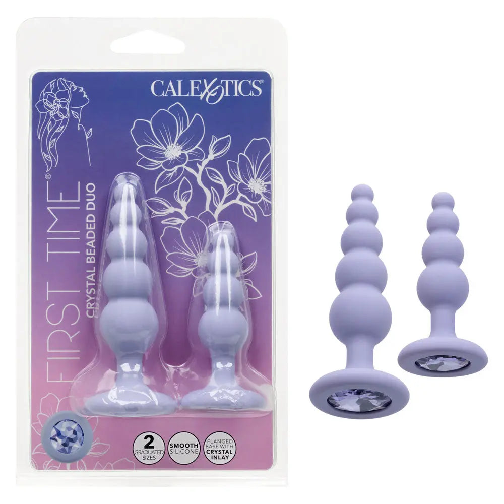First Time Crystal Beaded Duo - Purple – body-safe materials | Fu'Cha Exotics