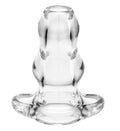 Clear double tunnel plug, medium size, transparent flared ear gauge