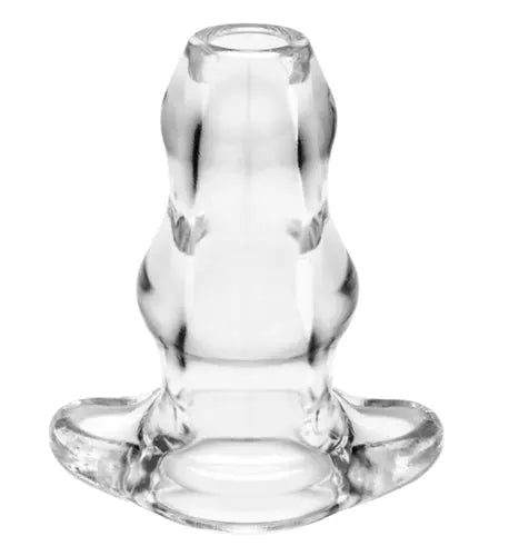 Clear double tunnel plug, medium size, transparent flared ear gauge
