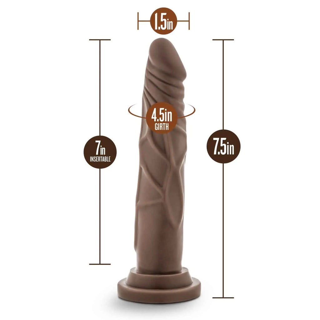 Dr. Skin Silicone - Dr. Carter - 7 Inch Dong With Suction Cup - Chocolate – body-safe materials | Fu'Cha Exotics