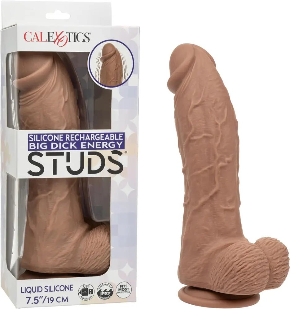 Silicone Rechargeable Big Dick Energy Studs - Brown – body-safe silicone 10 vibration modes | Fu'Cha Exotics