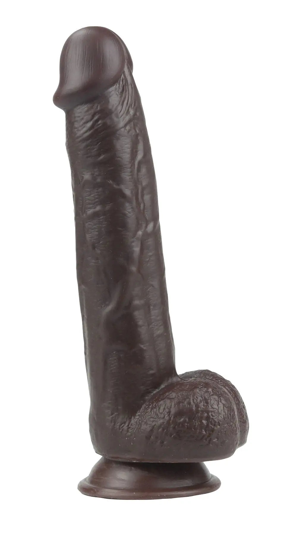 Real Skin 9" Dual Layer Dildo - Dark Brown – body-safe materials | Fu'Cha Exotics