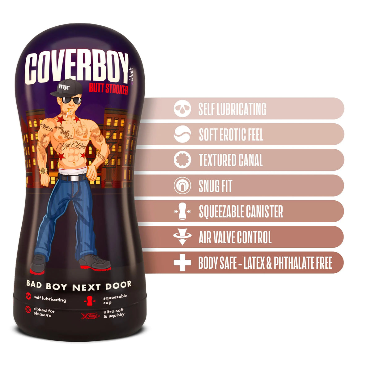 Coverboy - Bad Boy Next Door - Self Lubricating Stroker - Beige – body-safe materials | Fu'Cha Exotics
