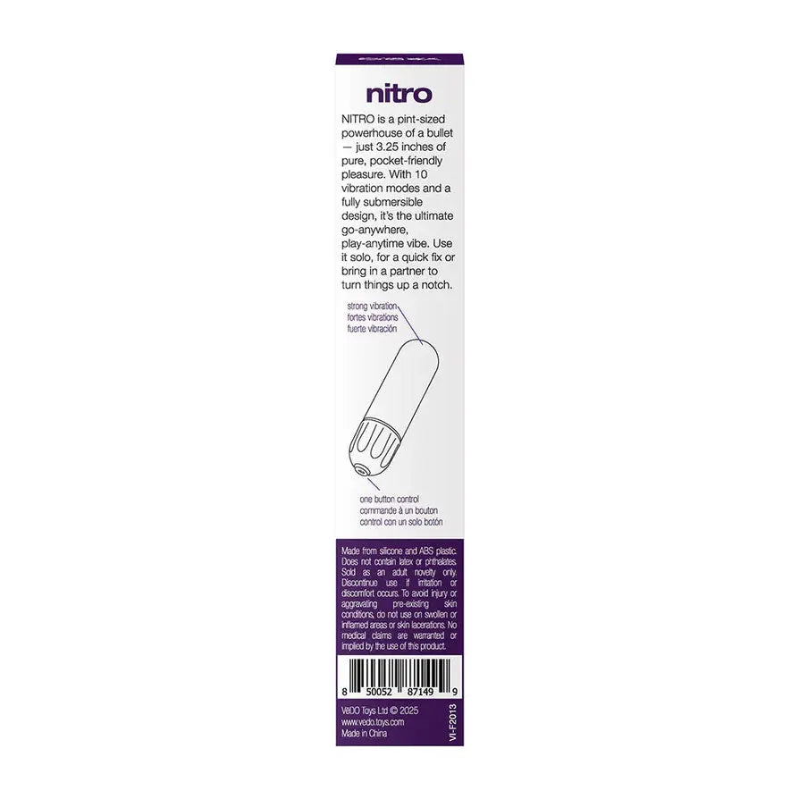 Nitro Rechargeable Bullet - Purple – body-safe materials | Fu'Cha Exotics