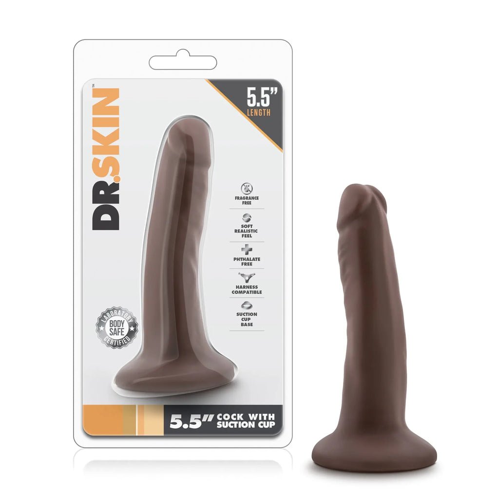 Dr. Skin - 5.5 Inch Cock with Suction Cup - Chocolate – body-safe materials suction stimulation | Fu'Cha Exotics