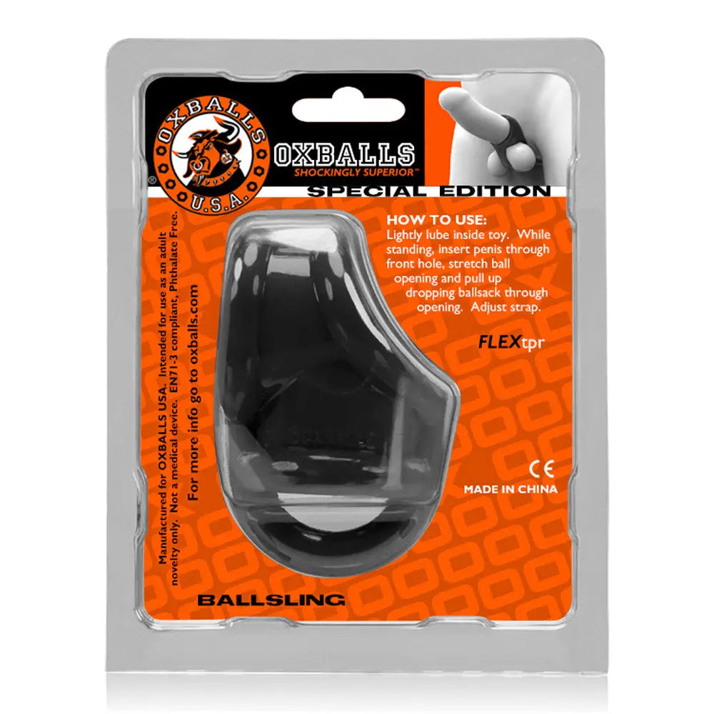 Oxballs Ballsling Cocksling W / Splittler - Black – body-safe materials | Fu'Cha Exotics