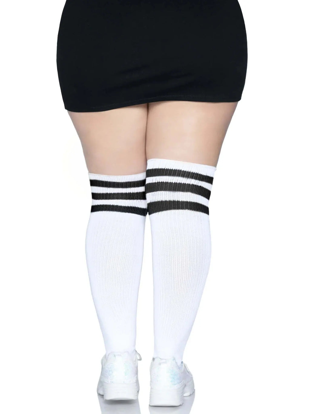 Over the Knee Athletic Socks - 1x/2x - White/black – body-safe materials | Fu'Cha Exotics